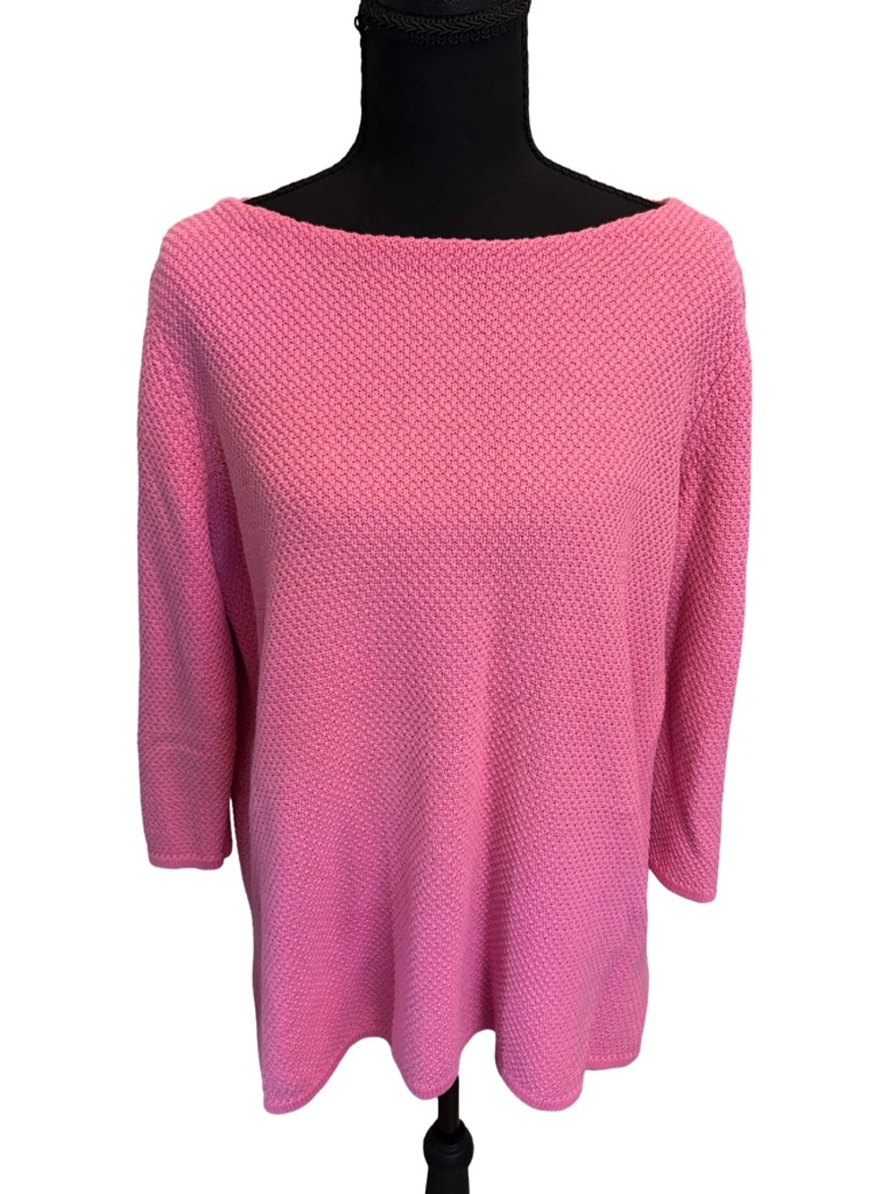 🍬 Charter Club Pink Boat Neck Textured Knit Cotton Sweater|Size L